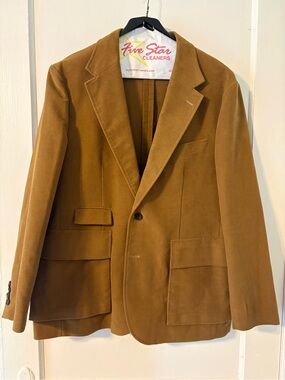 Wallace & Barnes 44R blazer in caramel Italian cotton moleskin NWT